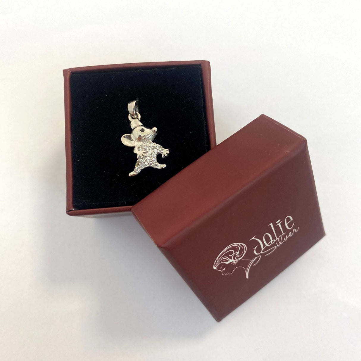 Pandantiv, Jolie Silver, Argint 925, Model Soricel cu Zirconii, 1 g, 15x10 mm - vivimall.ro