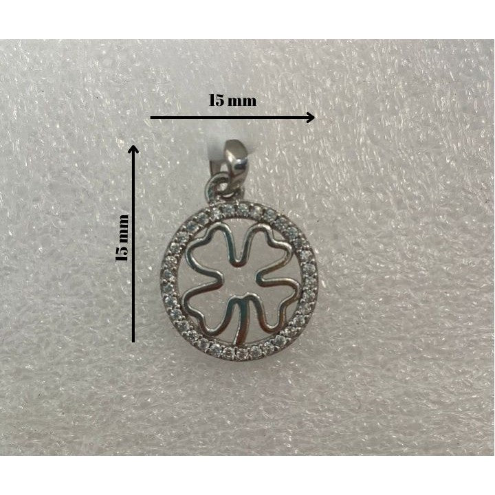 Pandantiv, Jolie Silver, Argint 925, Model Trifoi cu Pietre, 1.1 g, 15x15 mm - vivimall.ro