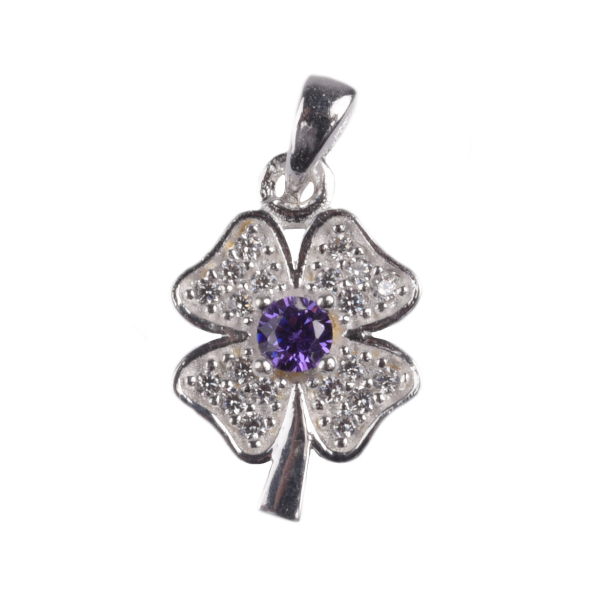 Pandantiv Trifoi cu Pietre, Argint 925, 1.7 x 1 cm - vivimall.ro