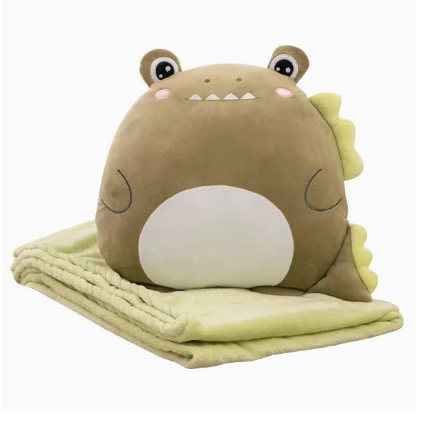 Patura 2in1 pentru Pat sau Canapea, Vivimall, Model Jucarie Crocodil cu Spatiu de Depozitare Patura, Microfibra, 1x1.7 m, Verde - vivimall.ro