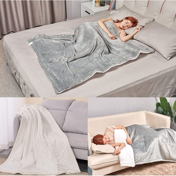 Patura Cu Incalzire Electrica, Vivimall, 135 W, 180x130 cm, 6 Trepte De Incalzire, Flanel, Gri - vivimall.ro