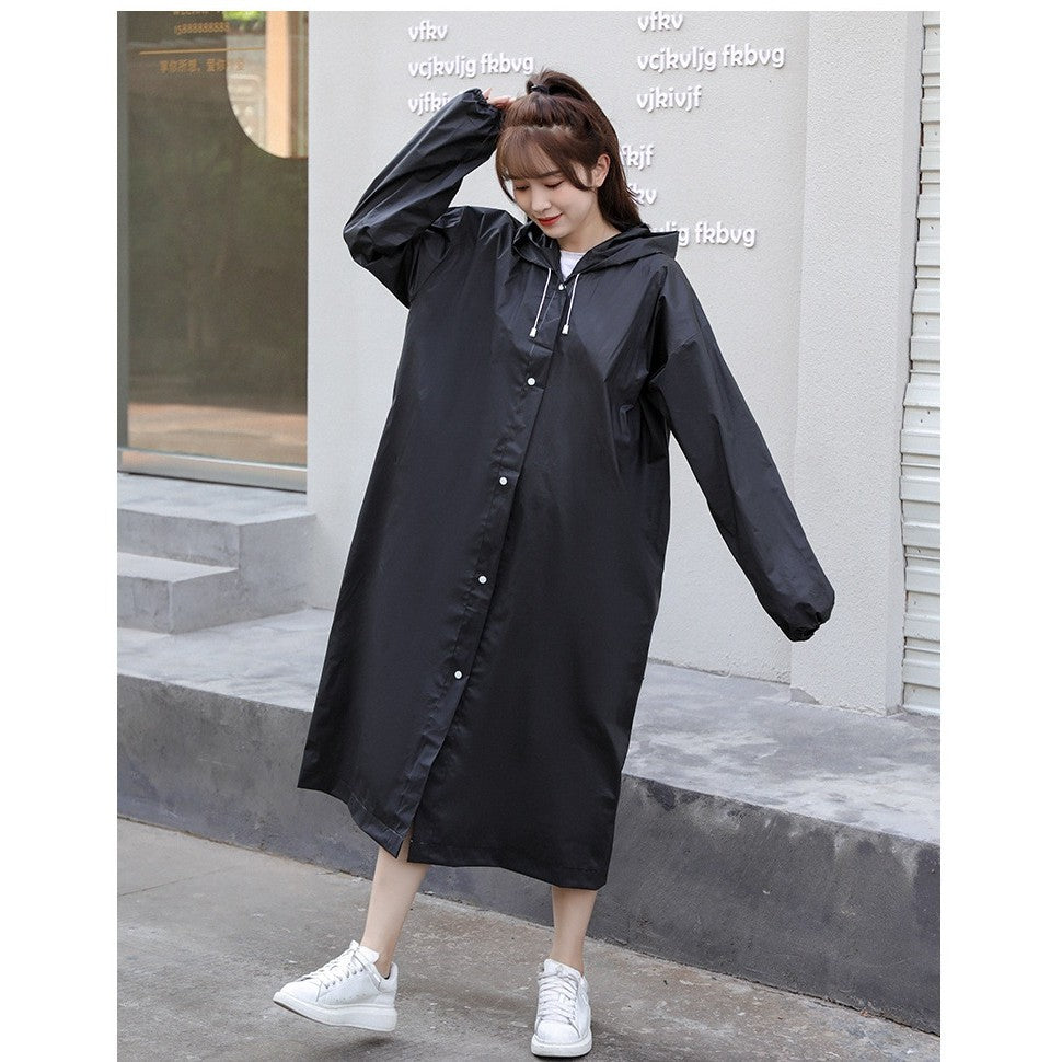 Pelerina de Ploaie, Vivimall, pentru Adulti 150-180 cm, din EVA, Impermeabila, Rezistenta la Vant, Inchidere cu Capse, 140 g, Negru - vivimall.ro