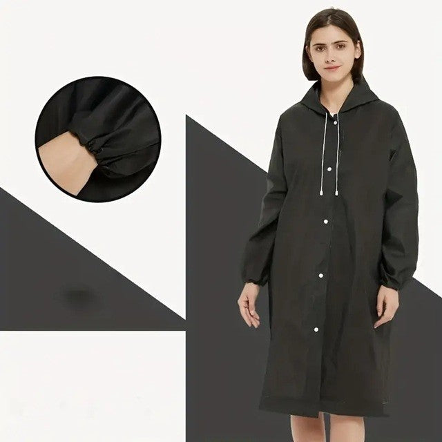 Pelerina de Ploaie, Vivimall, pentru Adulti 150-180 cm, din EVA, Impermeabila, Rezistenta la Vant, Inchidere cu Capse, 140 g, Negru - vivimall.ro