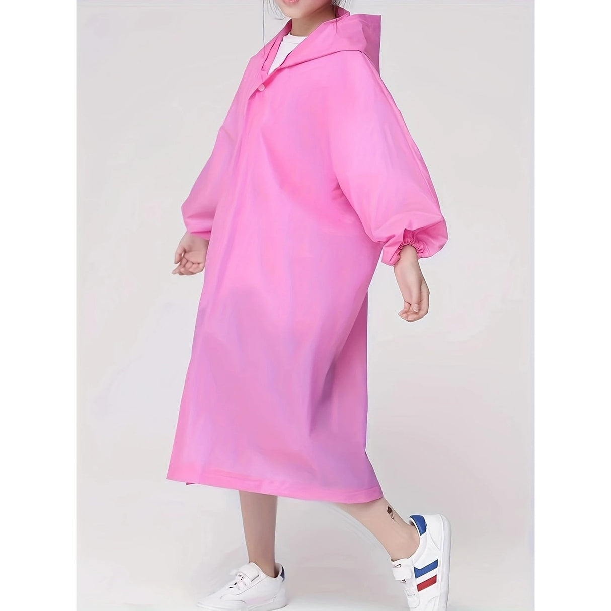 Pelerina de Ploaie, Vivimall, pentru Copii 100-145 cm, din EVA, Impermeabila, Inchidere cu Capse, Roz - vivimall.ro