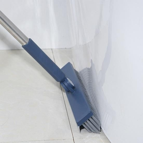 Perie de Curatare pentru Podele si Rosturi, Vivimall, Lungime Maner 105 cm, Capat Pivotant 180 Grade, Peri din PP, Otel si Plastic, Cleste pentru Scame si Par Inclus, Albastru - vivimall.ro