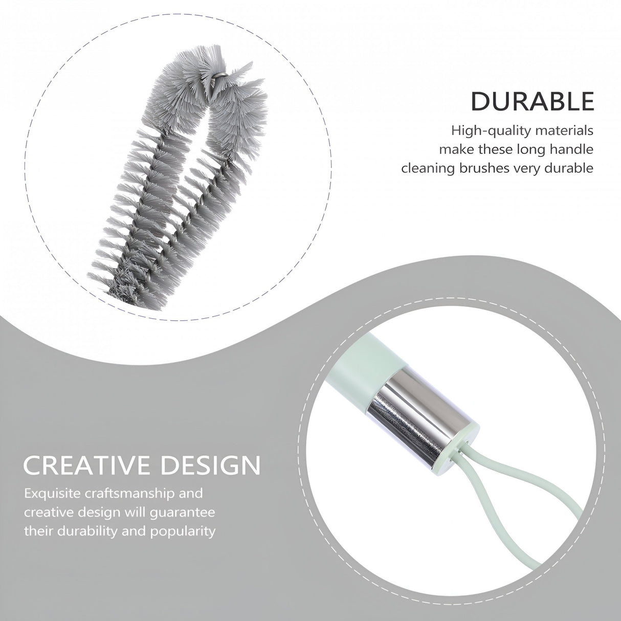 Perie de Curatat Pahare, Sticle, Biberoane, Vivimall, cu Maner Lung, Uz Casnic, Silicon, Ergonomic, 3.9x5.4x38.5cm, Verde - vivimall.ro