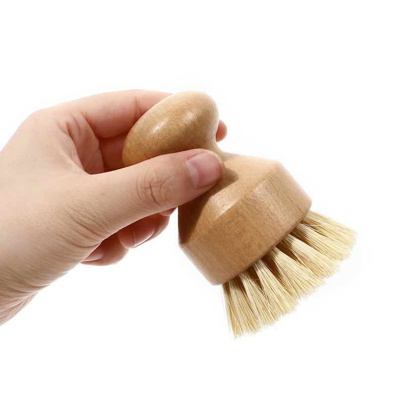 Perie de Curatat Vase si Alimente, Vivimall, din Lemn de Bambus, 8 x 5 cm, Perie din Sisal, Maro - vivimall.ro