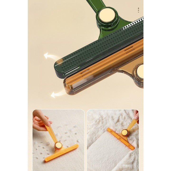 Perie de Indepartare a Scamelor, Vivimall, pentru Haine si Par de Animale, cu Doua Fete, Manual, Multifunctional, 12x14.5 cm, Accesoriu pentru Casa, Verde - vivimall.ro