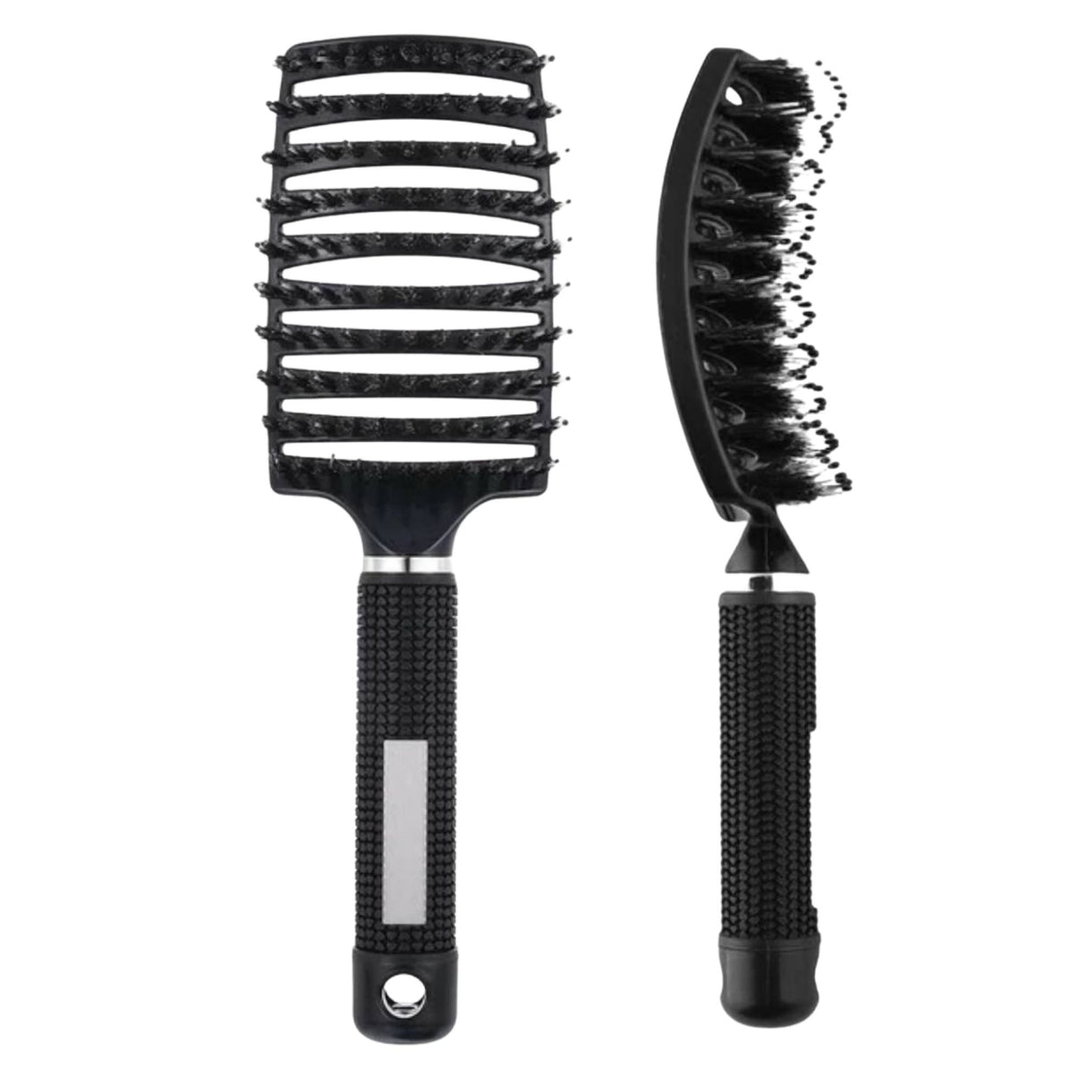 Detaliu peri mistreț și nylon cu vârf rotunjit ai periei Flippy Wet & Dry, efect masaj scalp