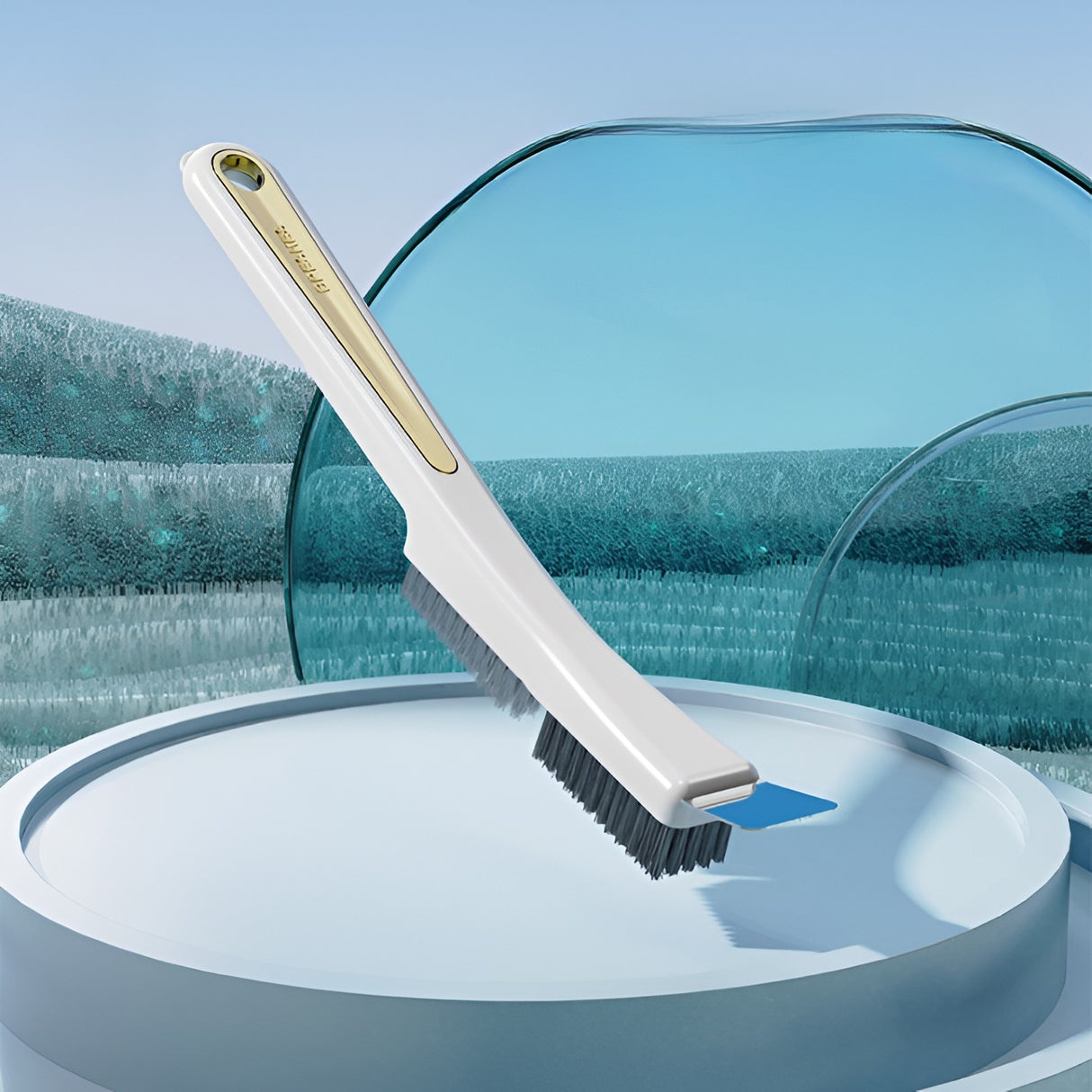 Perie de Sarma pentru Bucatarie, Vivimall, din Doua Bucati, Maner Lung cu Gaura de Prindere, Peri din Otel, Anti-Reziduu, Anti-Murdarie, 24.5x2.7x6.7cm, Alb - vivimall.ro