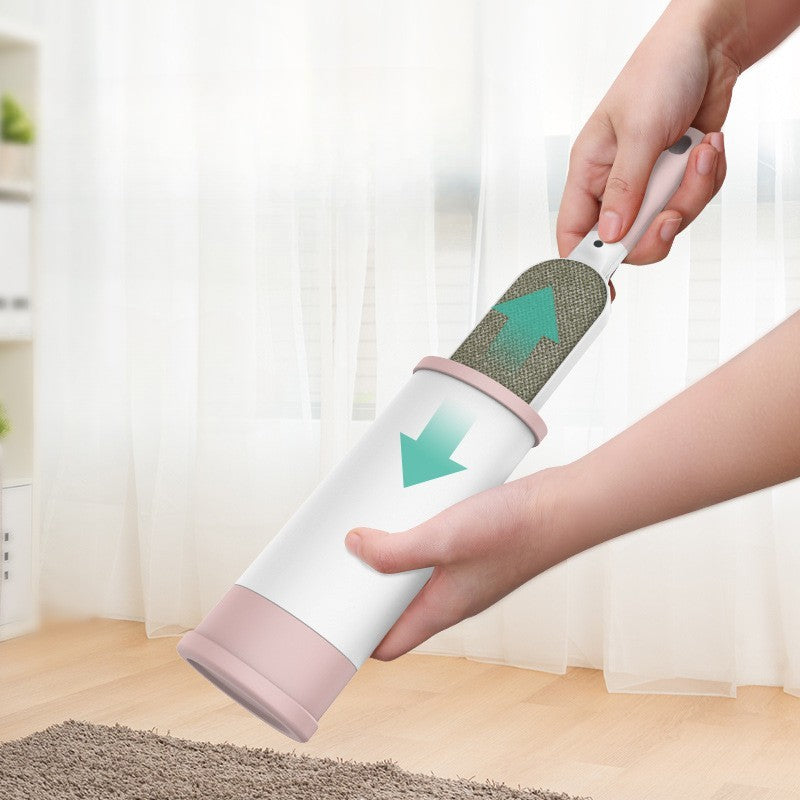 Perie Electrostatica, Vivimall, Pentru Curatarea Parului/Scamelor de pe Haine si Tapiterii, 2 Fete, Autocuratare, 31 x 8.5 cm, Roz - vivimall.ro