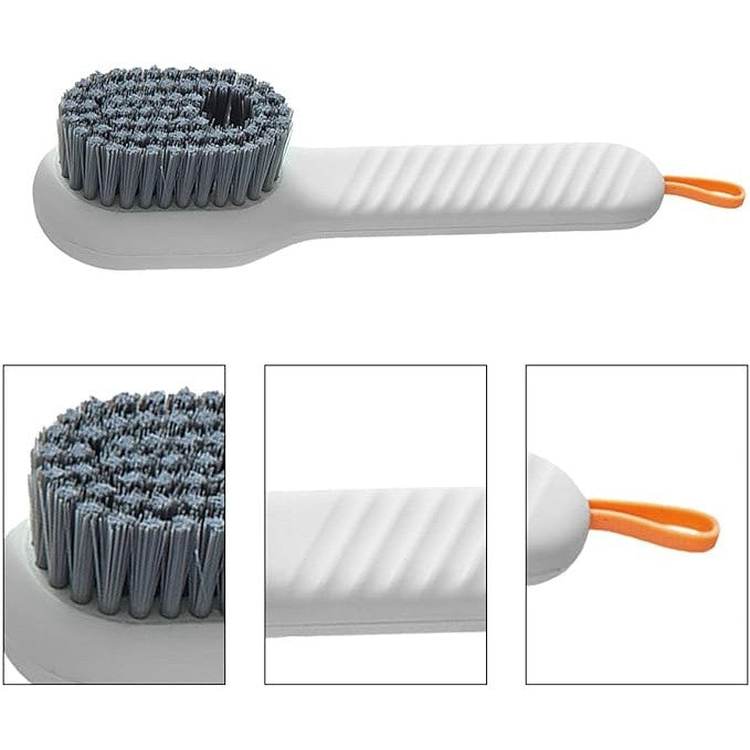 Perie pentru Curatare Incaltaminte cu Recipient pentru Detergent, Vivimall, Perie Multifunctionala pentru Incaltaminte si Lenjerie, cu Peri Moi, Fara Deteriorare, 17.3 x 4.5 x 6 cm, Culoare Alb - vivimall.ro