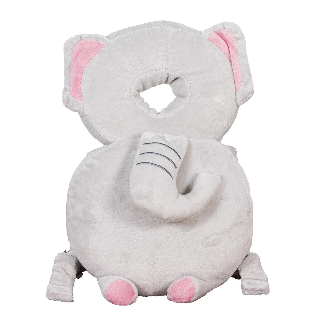 Perna tip Rucsac pentru Protectia Capului, Vivimall, Tetiera tip Elefant de Plus, pentru Bebelusi, 33x6x19 cm, 180 g, Gri - vivimall.ro