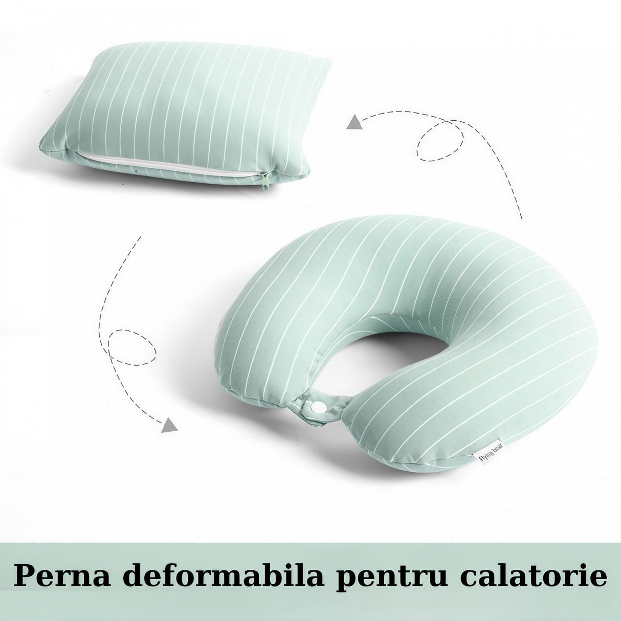 Perna de calatorie, Vivimall , 2 in 1, cu Particule de Spuma cu Memorie, Verde - vivimall.ro