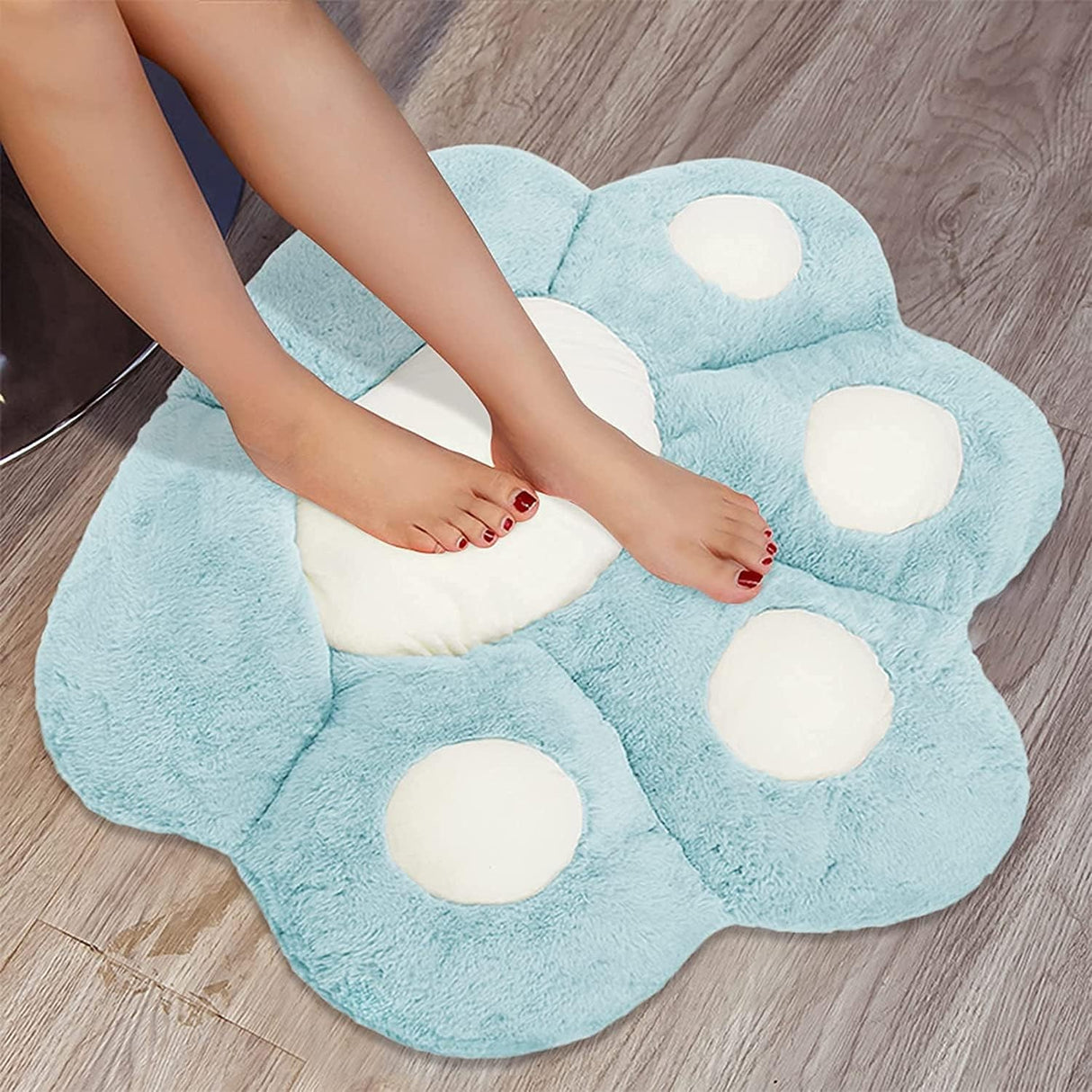 Perna Decorativa, Vivimall, Model Laba de Pisica, din Plus, pentru Scaun/Canapea/Podea, 80 x 70 cm, Albastru Deschis - vivimall.ro