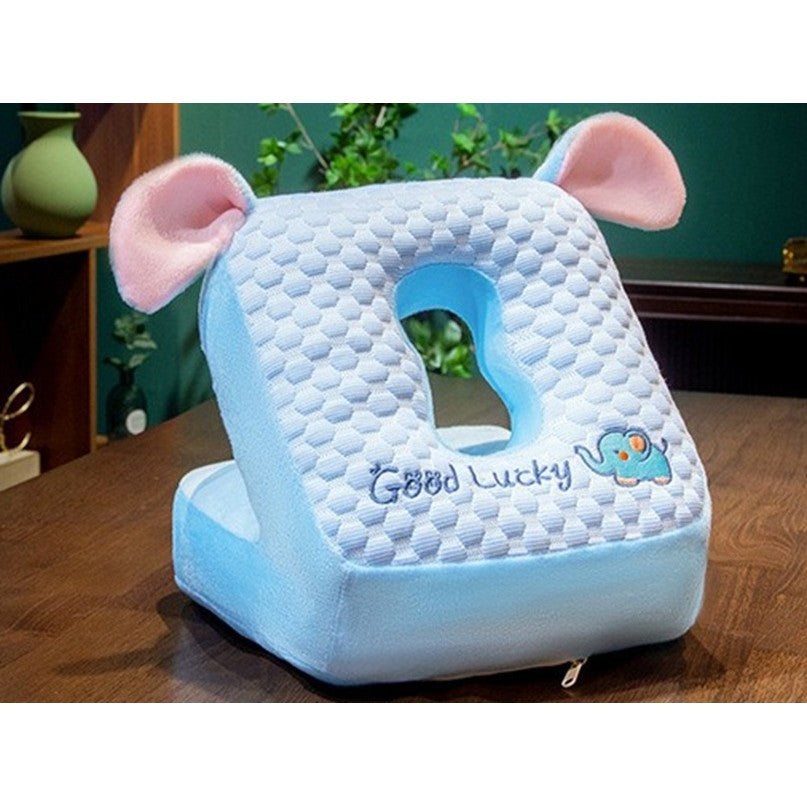 Perna din Spuma, Vivimall, pentru Birou, Calatorii, Pauze, Model Elefant, Microfibra, 30x35x30 cm, Albastru - vivimall.ro