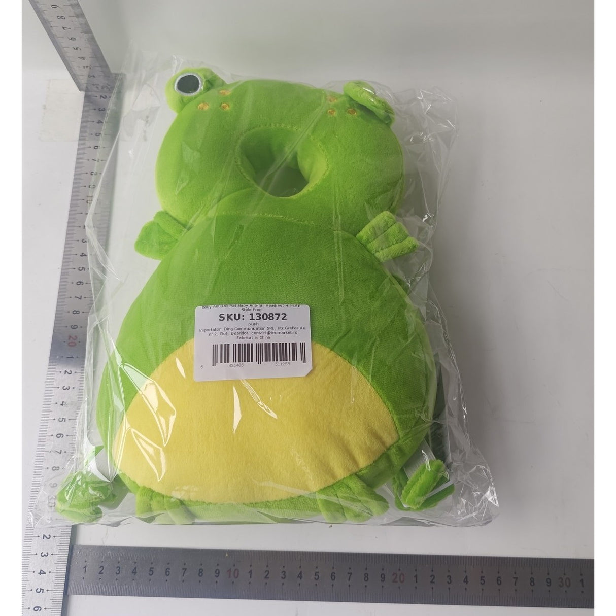 Perna tip Rucsac pentru Protectia Capului, Vivimall, Tetiera tip Broscuta, pentru Bebelusi, 33x6x19 cm, 180 g, Verde - vivimall.ro