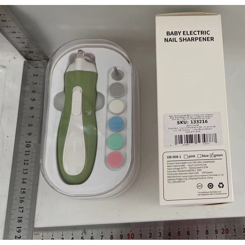 Pila Electrica, Vivimall, pentru Copii si Bebelusi, din ABS, 6 Accesorii, cu Lumina LED, 9.5 x 6 x 17 cm, Verde - vivimall.ro