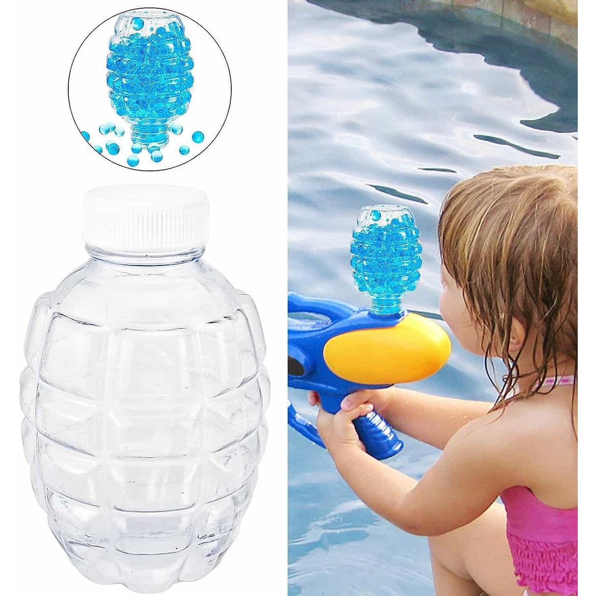 Munitie, Vivimall, 20.000 Bile Gel pentru pistoale de jucarie Gel Blaster, Sticla Ananas 10.5x6.5 mm, Albastru - vivimall.ro