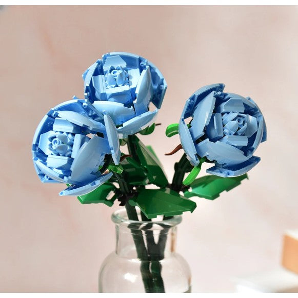 Set de Constructie Trandafiri, Vivimall, 20.5x19.5cm, Buchet de Trandafiri Albastri in Cutie Alba - vivimall.ro