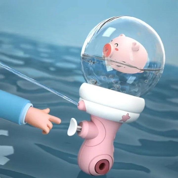 Pistol cu Apa pentru Copii, Vivimall, Multifunctional, Capacitate 300 mL, Model Purcelus, 9x9x17cm, Plastic, Roz - vivimall.ro