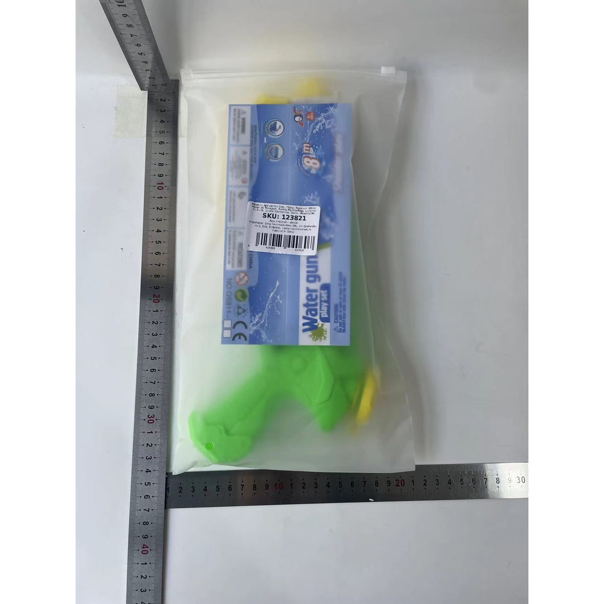 Pistol cu Apa pentru Copii, Vivimall, Rezervor 300ml, Maner de Transport, Pentru Piscina/Plaja, Lungime 31.5 cm, Jucarie Distractiva, 3ani+, Albastru/Alb - vivimall.ro