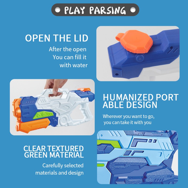 Pistol cu Apa pentru Copii, Rezervor, Pentru Piscina/Plaja, Vivimall, 6ani+, 3 duze, Multicolor, 1000ML - vivimall.ro