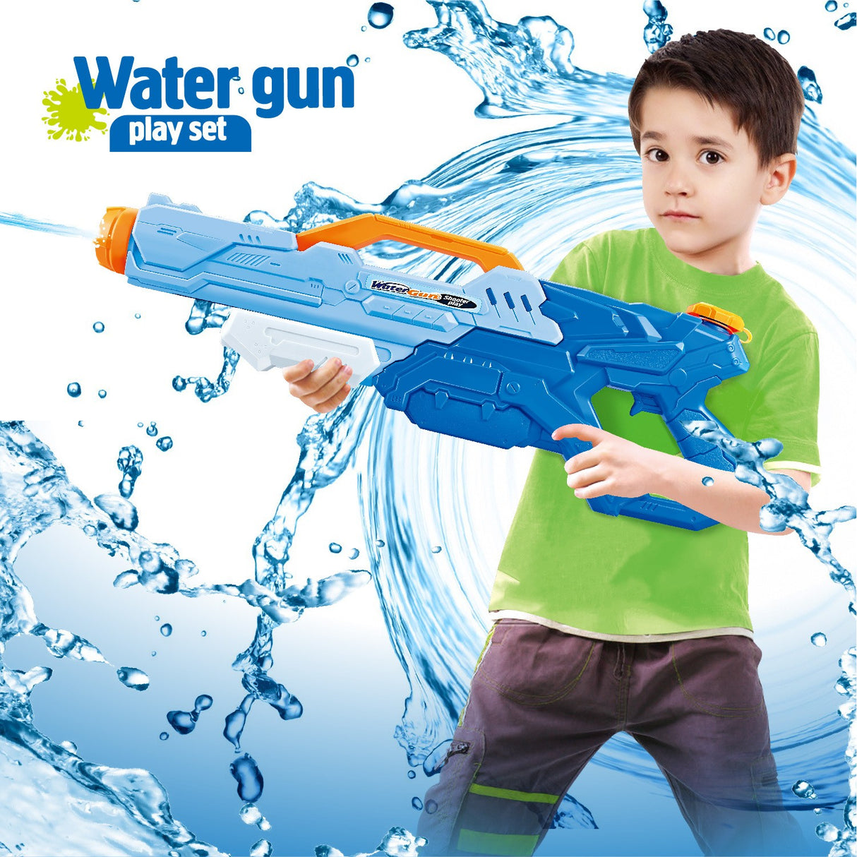Pistol cu Apa pentru Copii, Rezervor, Pentru Piscina/Plaja, Vivimall, 6ani+, Albastru, 1500ML - vivimall.ro