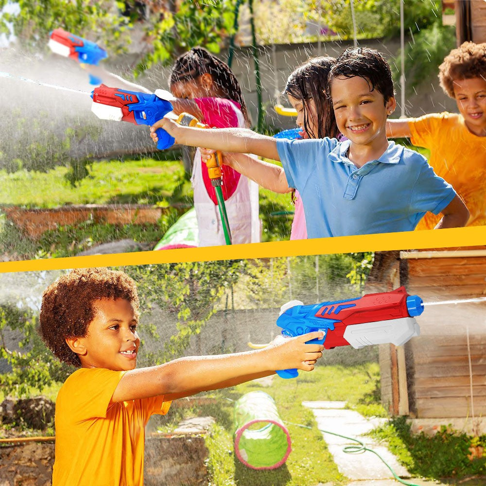 Pistol cu Apa pentru Copii, Rezervor, Pentru Piscina/Plaja, Vivimall, 6ani+, Albastru deschis/Rosu, 300ML - vivimall.ro