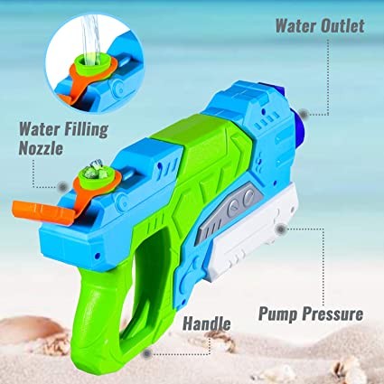 Pistol cu Apa pentru Copii, Rezervor, Pentru Piscina/Plaja, Vivimall, 6ani+, Verde/Albastru, 550ML - vivimall.ro
