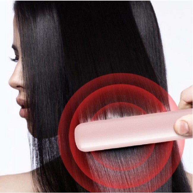 Placa de Par fara Fir, Vivimall, Adaptor Tip C, Tensiune 5V, Capacitate Baterie 3000 mAh, Indreptat, Ondulat, 4 Trepte de Temperatura, 21.8 x 3.1 x 3.4.1 cm, Roz - vivimall.ro