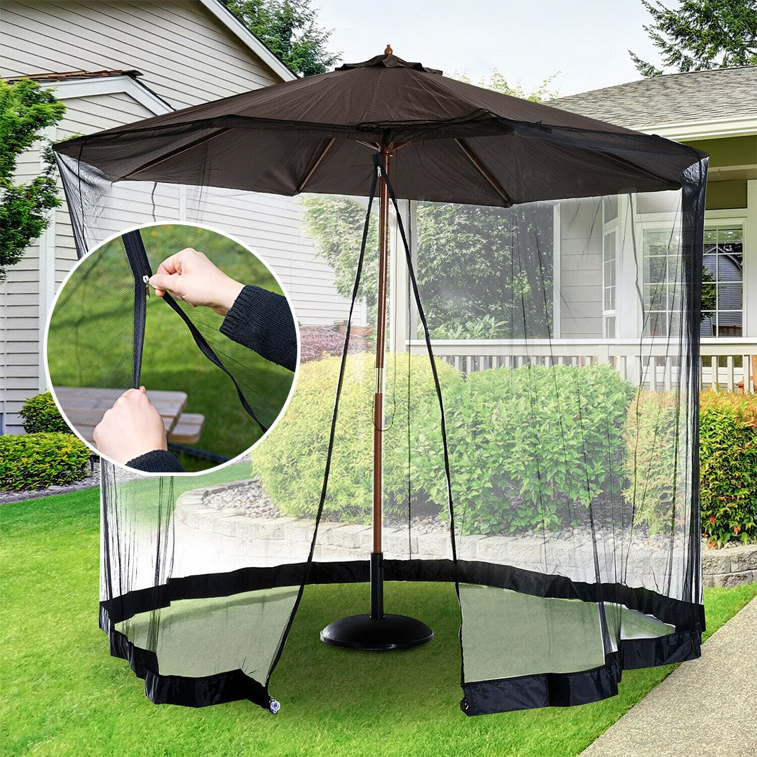 Plasa anti-tantari si insecte Vivimall, pentru umbrela de soare, inaltime 2.3, diametru 3 m, negru - vivimall.ro