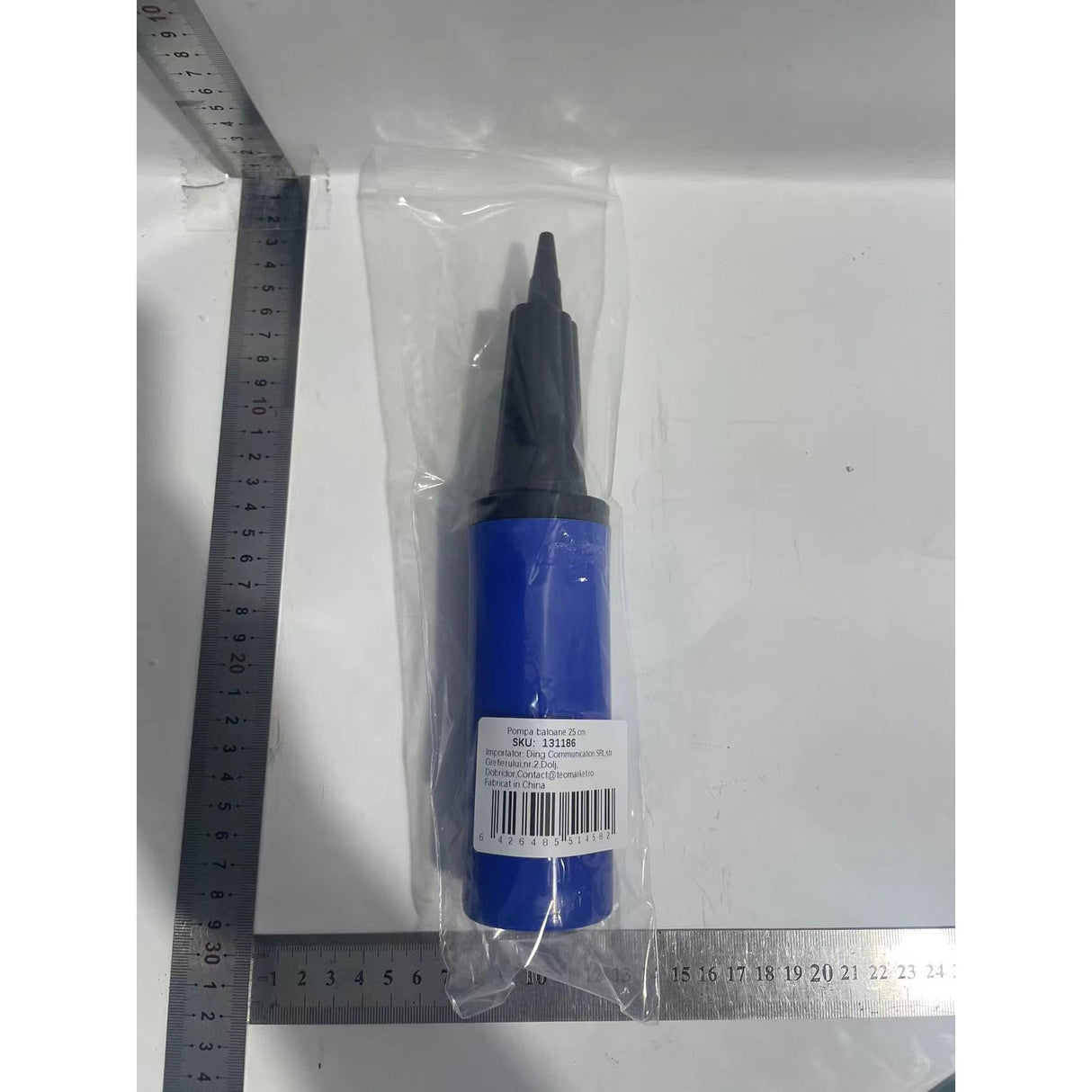 Pompa de Umflat Baloane, Vivimall, Manuala, din Plastic, 25 cm, Albastru - vivimall.ro