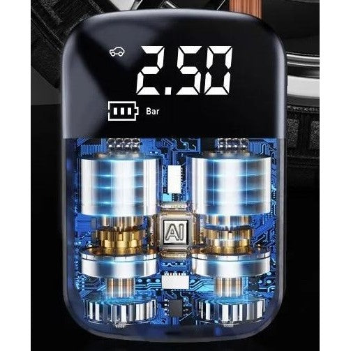 Pompa de Aer Wireless, Vivimall, Portabila, 150 PSI, Pentru Anvelope si Mingi, Baterie 2000 mAh, Afisaj Digital, 12.7 x 8.5 cm, Negru - vivimall.ro