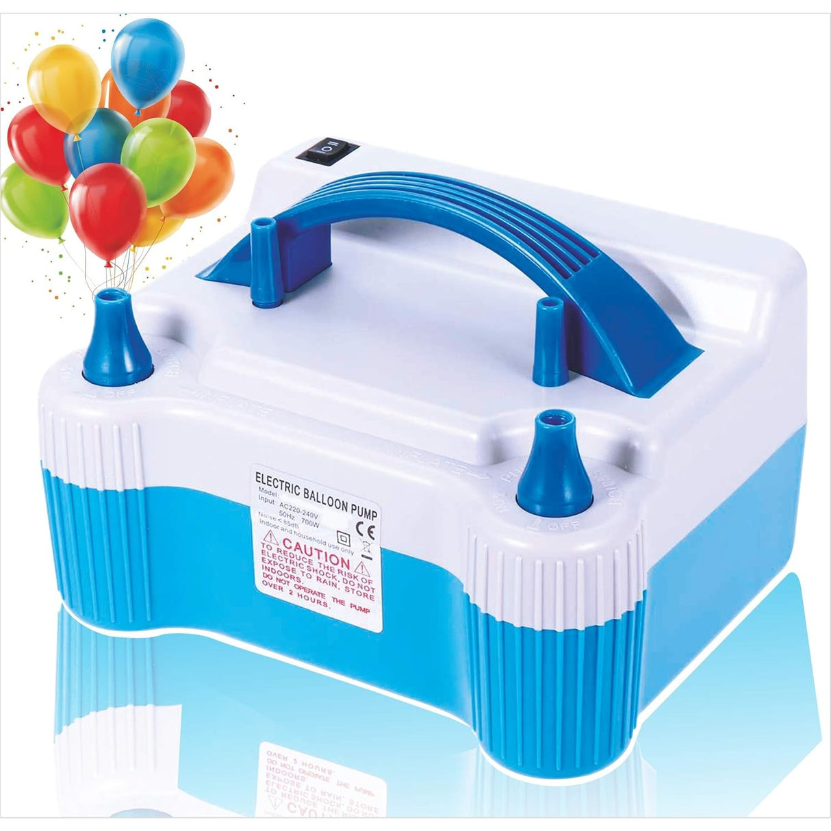 Pompa Electrica Pentru Umflat Baloane, 700 W, Doua Capete de Umflat, din Plastic, Albastru - vivimall.ro