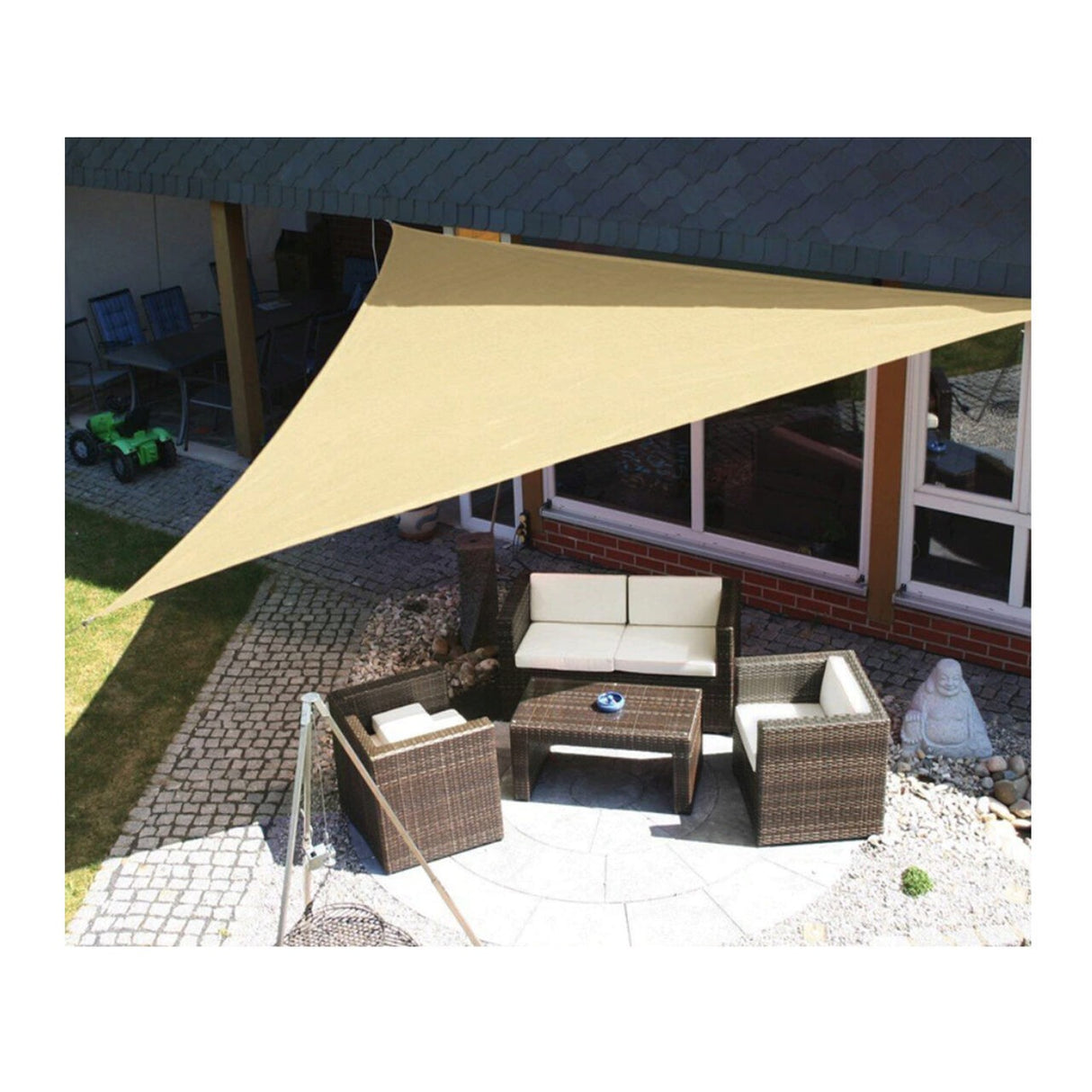 Prelata de soare/ Copertina de tip parasolar pentru terasa si gradina, Vivimall, triunghiulara, 2x2x2 m, galbena - vivimall.ro