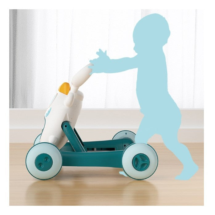 Premergator pentru copii Vivimall, pliabil, viteza ajustabila, maner antialunecare, cu lumini si muzica, 46 x 57 cm, loc depozitare jucarii, inaltime ajustabila, albastru - vivimall.ro