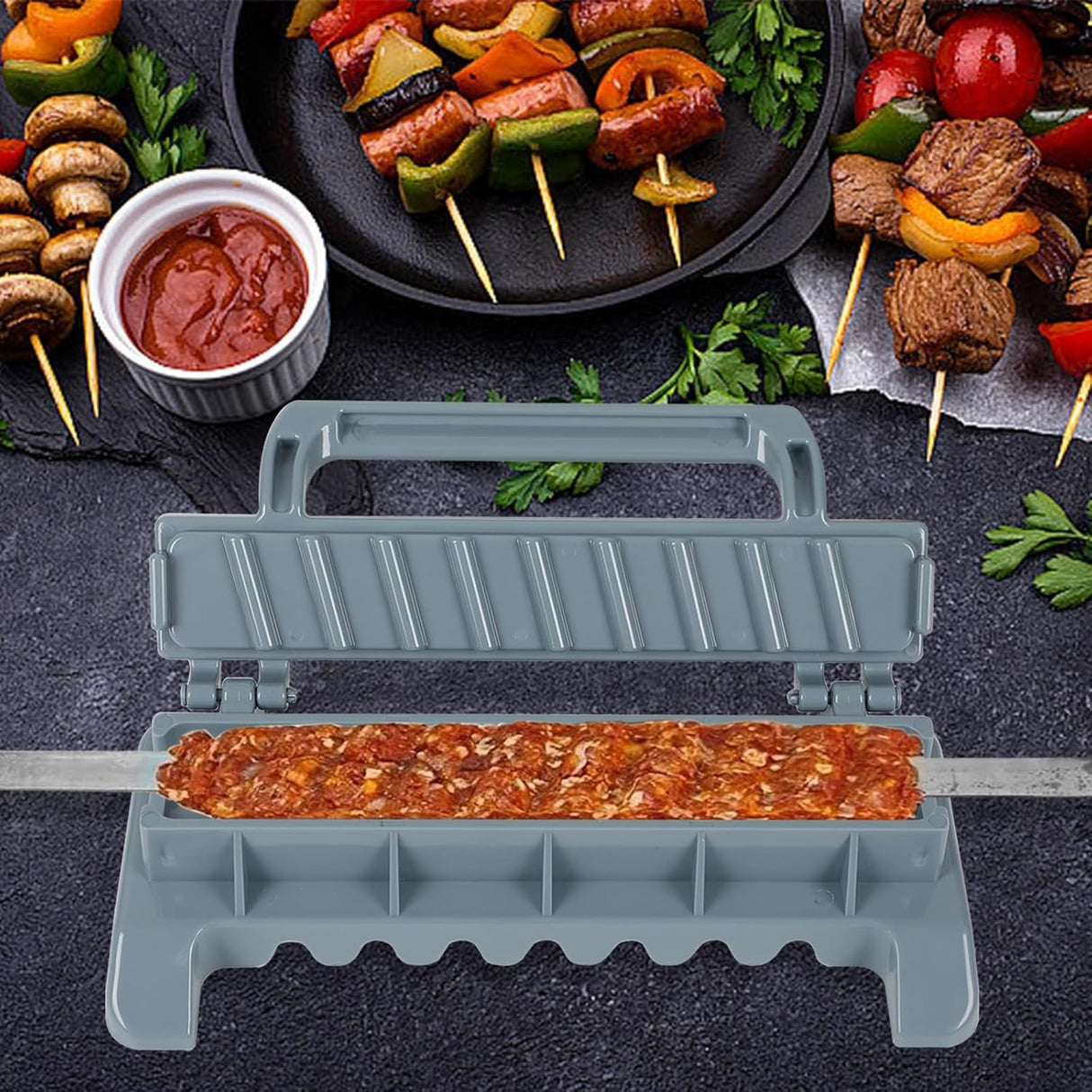 Presa pentru Carne, Vivimall, pentru Kebab, cu Maner, din ABS, 29 x 7.5 x 2.6 cm, Gri - vivimall.ro