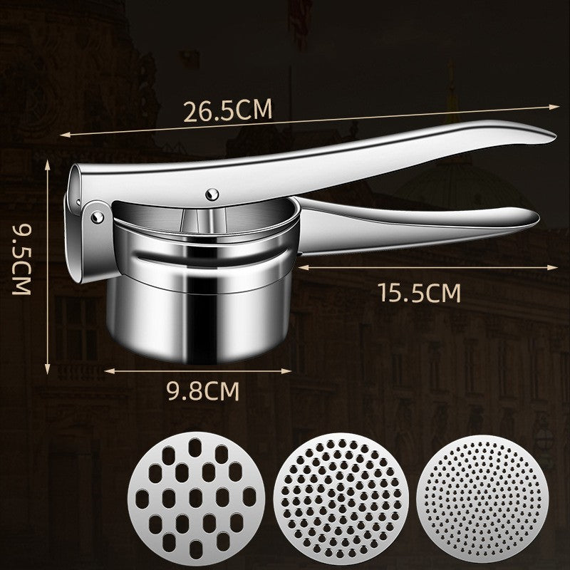 Presa Storcator pentru Fructe si Legume, Vivimall, Zdrobitor Manual, Inox, 3 Discuri Interschimbabile, Usor de Stors si de Curatat, Ergonomic, 26.5 x 9.8 x 9.5 cm Argintiu - vivimall.ro