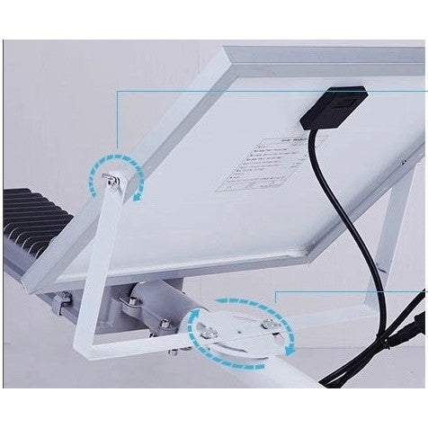 Proiector LED pentru stalp, casa, perete cu suport metalic inclus, Vivimall, 38,5 cm x 14,2 cm, Rezistent la Apa IP65, cu Panou Solar, 240 COB LED, 100 W, Senzor de lumina, Timer, cu Telecomanda, intensitate reglabila, kit montaj inclus, Lumina Rece - vivimall.ro