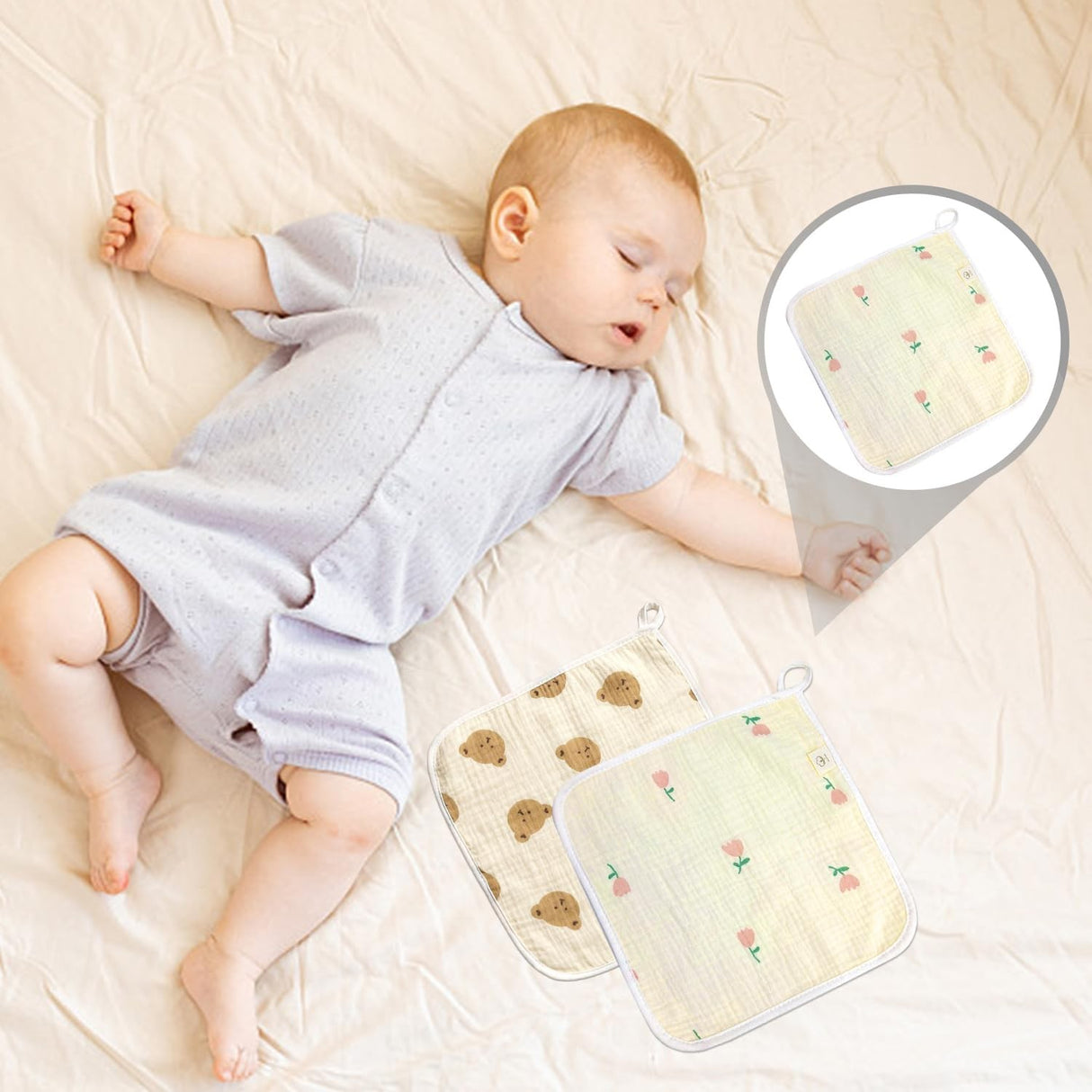 Prosop Absorbant, Vivimall, din Bumbac, 25 x 25 cm, Model Inimioare, cu Agatatoare, Maro - vivimall.ro