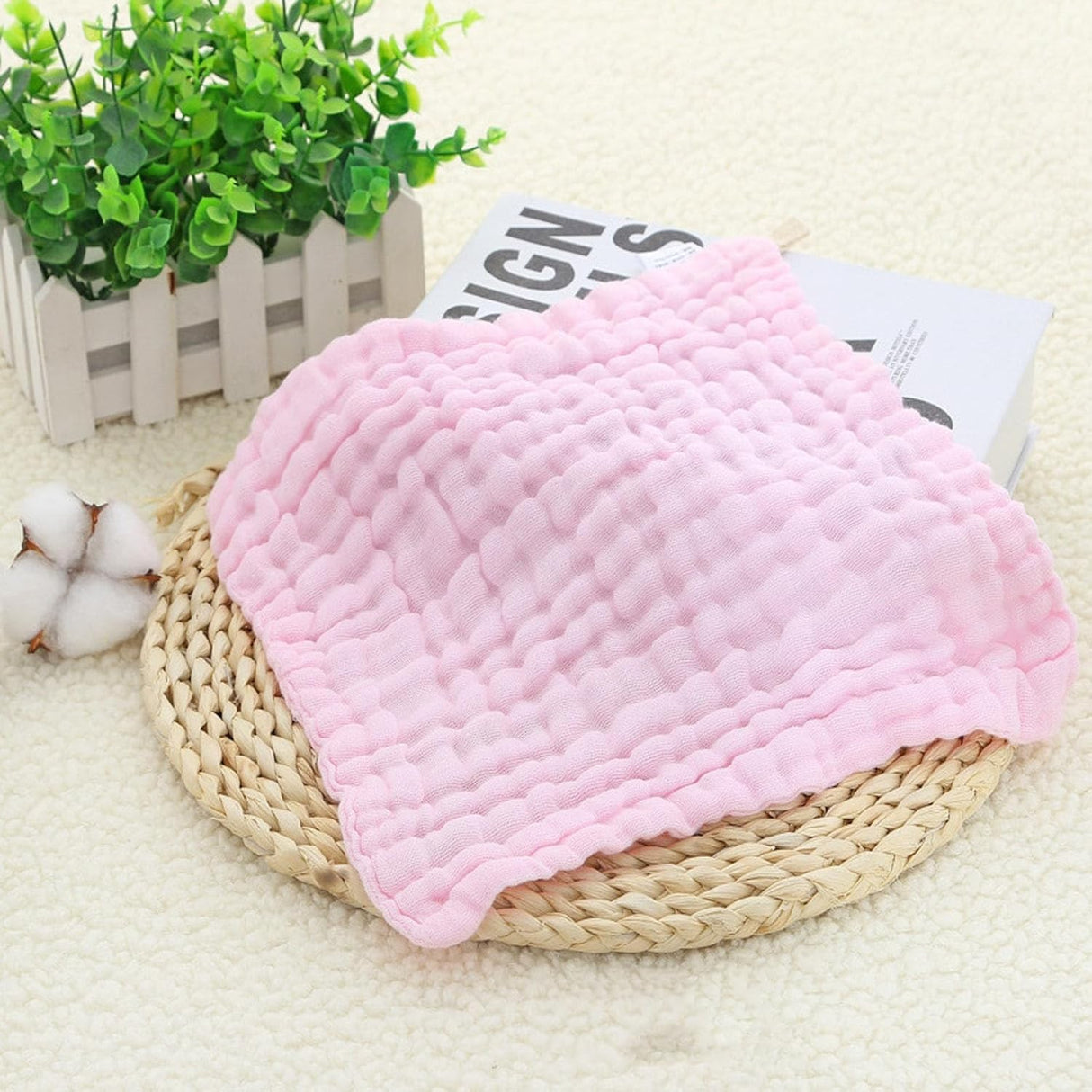 Prosop Absorbant, Vivimall, din Bumbac, 6 Straturi, 30 x 30 cm, Roz - vivimall.ro