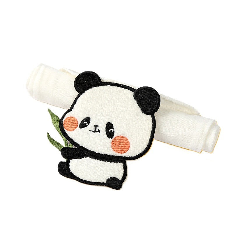 Prosop Absorbant, Vivimall, din Bumbac, pentru Bebelusi, 19x28 cm, Model Panda, Alb - vivimall.ro