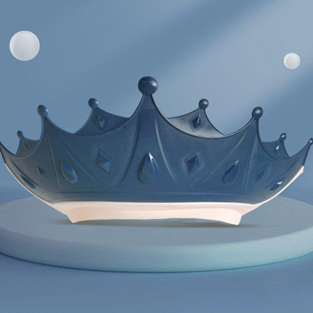 Viziera de Protectie Baie Pentru Copii, Fippy, Model Coroana, Dimensiune ajustabila, Durabil, Usor de curatat, Impotriva Samponului, pentru Ochi si Urechi, TPE+PP, 15x13 cm, Albastru Inchis - vivimall.ro