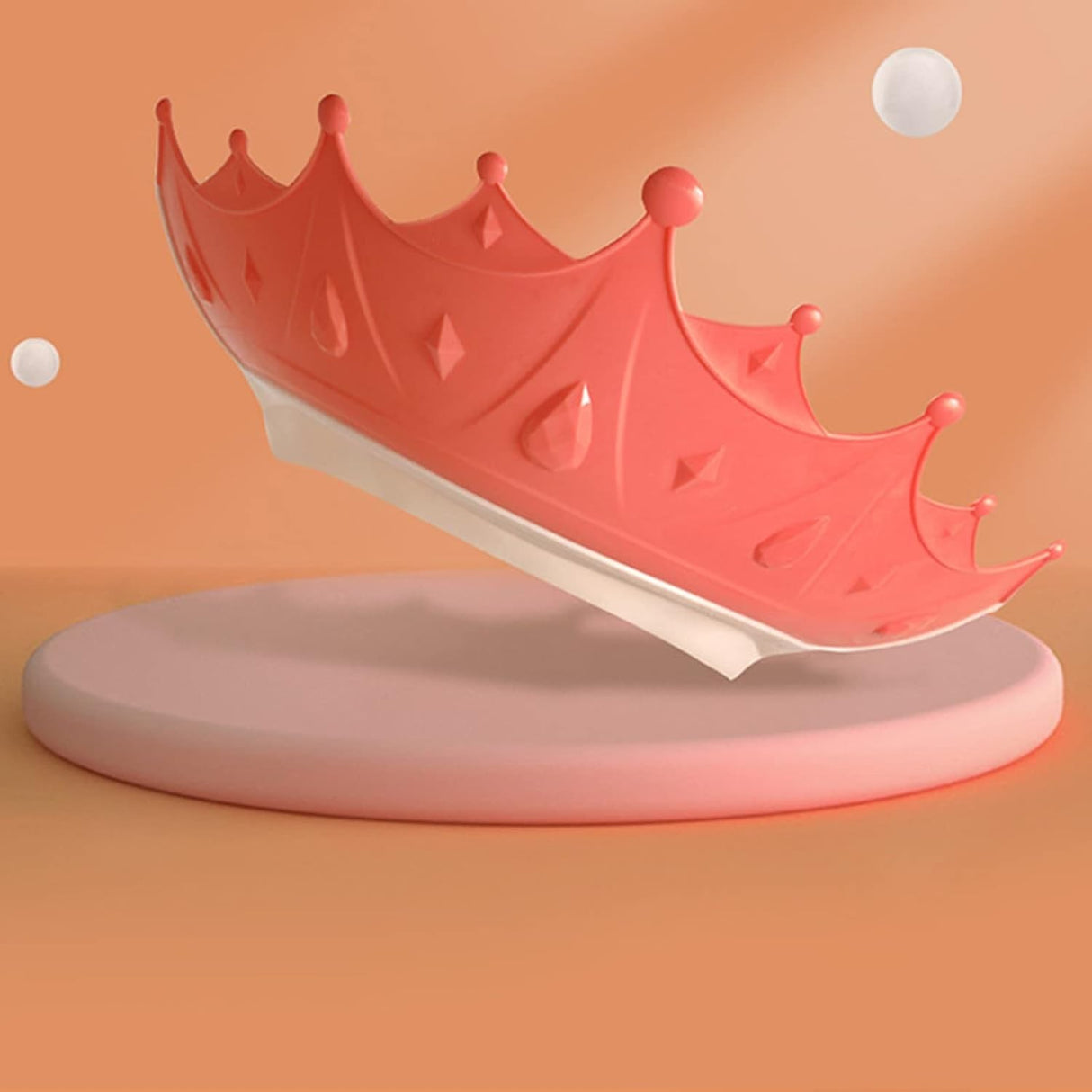 Viziera de Protectie Baie Pentru Copii, Fippy, Model Coroana, Dimensiune ajustabila, Durabil, Usor de curatat, Impotriva Samponului, pentru Ochi si Urechi, TPE+PP, 15x13 cm, Rosu - vivimall.ro