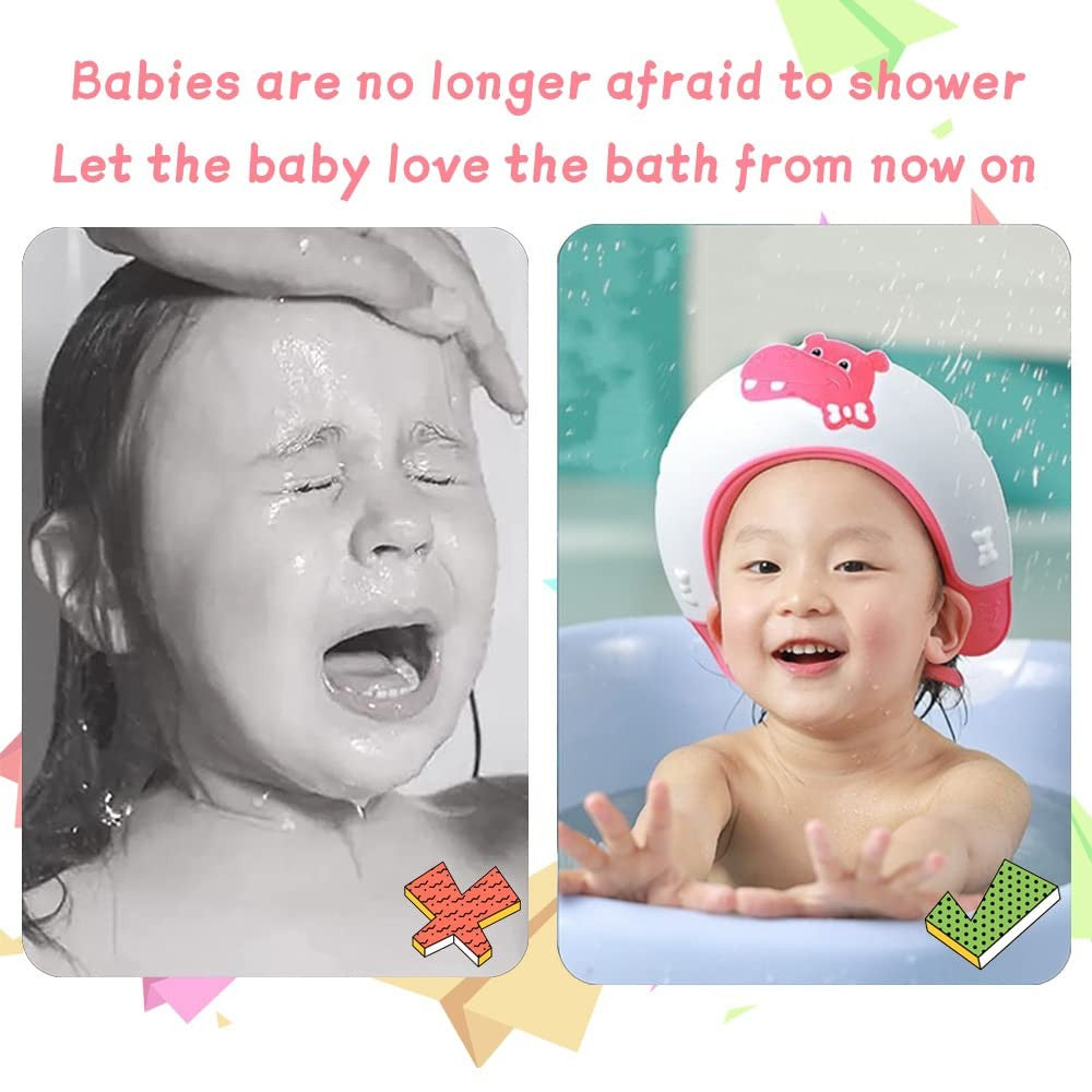 Viziera de Protectie Baie Pentru Copii, Fippy, Model Hipopotam, Dimensiune ajustabila, Durabil, Usor de curatat, Impotriva Samponului, pentru Ochi si Urechi, TPE+PP, 22x21 cm, Rosu - vivimall.ro