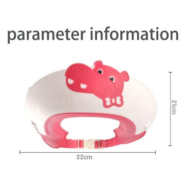 Viziera de Protectie Baie Pentru Copii, Fippy, Model Hipopotam, Dimensiune ajustabila, Durabil, Usor de curatat, Impotriva Samponului, pentru Ochi si Urechi, TPE+PP, 22x21 cm, Rosu - vivimall.ro