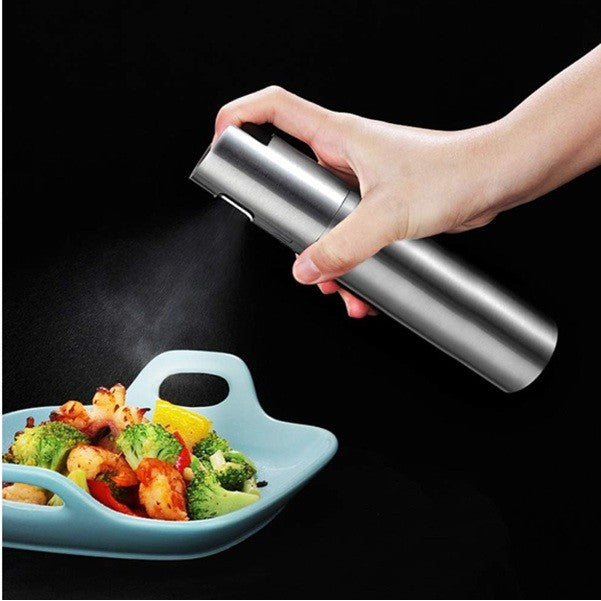 Pulverizator Ulei, Otet, Vivimall, din Otel Inoxidabil, 100 ml, Reincarcabil, 18.3 x 4.3 cm, Argintiu - vivimall.ro