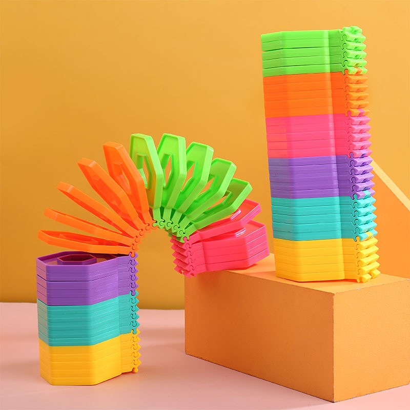 Puzzle pentru copii, Vivimall, fidget loop, functie stivuire, bucle, decompresie, curcubeu, 20 cm - vivimall.ro