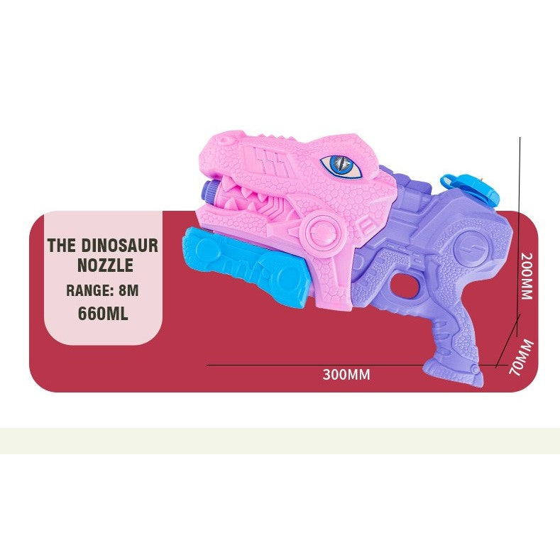 Pistol cu Apa pentru Copii, Rezervor, Pentru Piscina/Plaja, Vivimall, 6ani+, Tiranozaur, 3 duze, Roz, 660ML - vivimall.ro